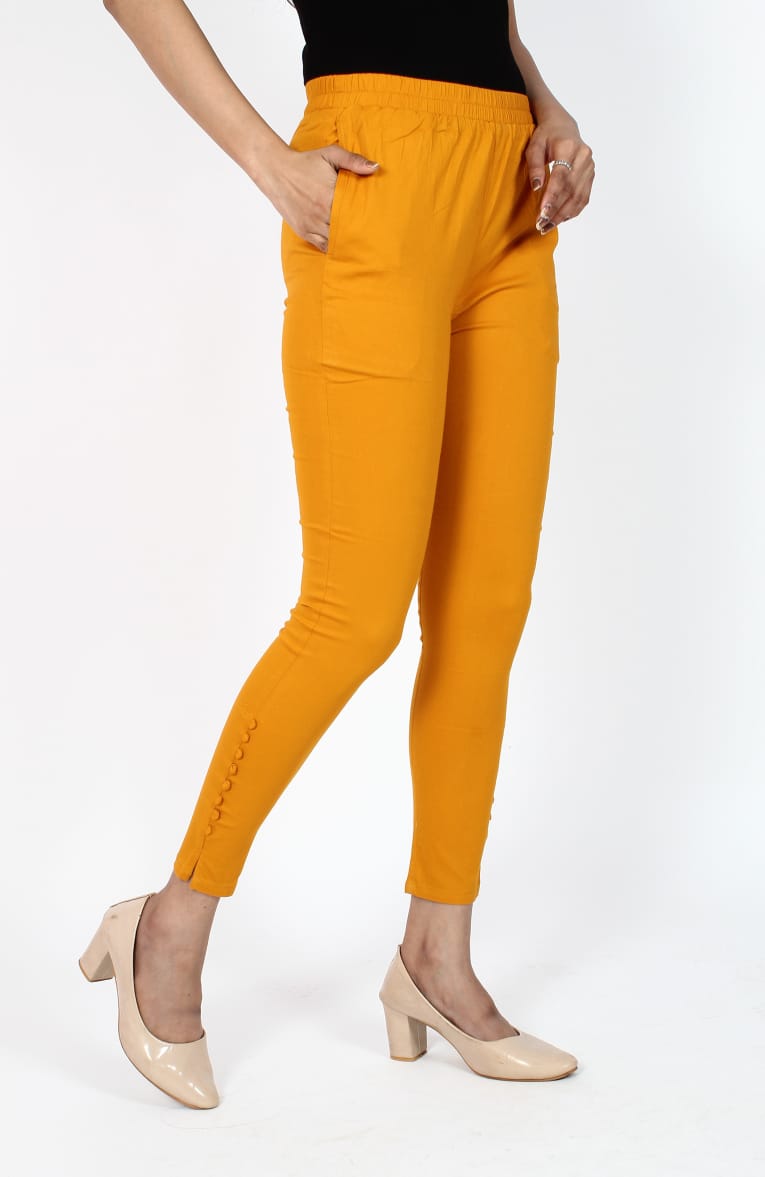 Golden Cotton Lycra Ankle Length Stretchable Pant