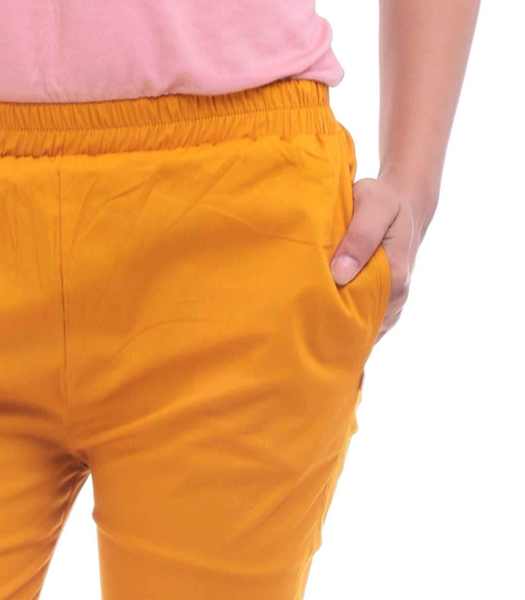 Golden Cotton Lycra Ankle Length Stretchable Pant