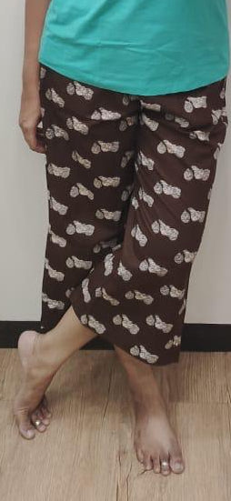 Brown Block Printed Cotton Capri