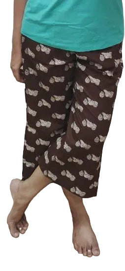 Brown Block Printed Cotton Capri