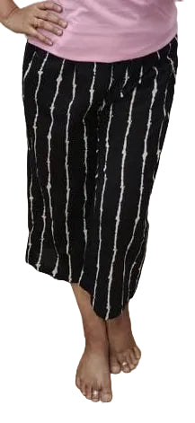 Black Block Printed Cotton Capri