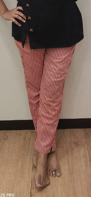 Orange Pure Cotton Printed Full Pant