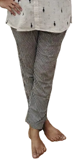 Black Pure Cotton Printed Full Pant