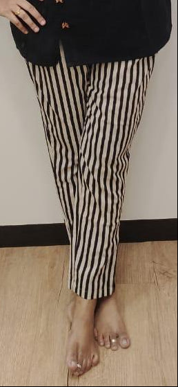 Black Pure Cotton Printed Full Pant