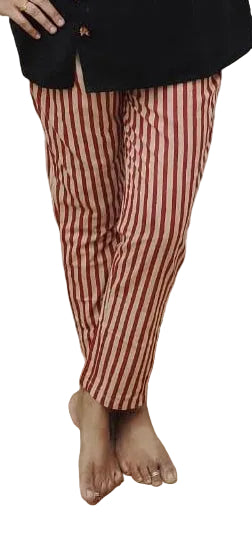 Red Pure Cotton Printed Full Pant