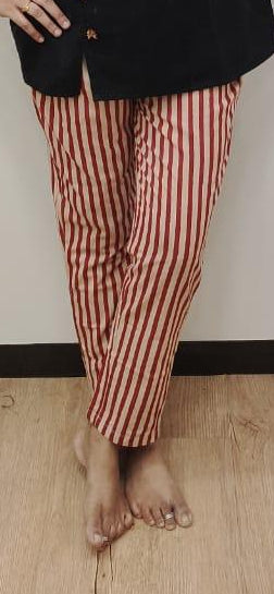 Red Pure Cotton Printed Full Pant