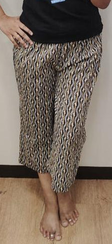 Black Block Printed Cotton Capri