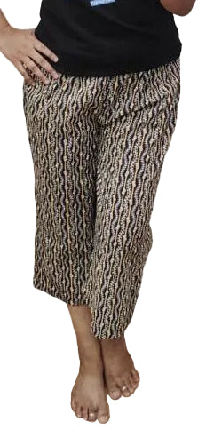 Black Block Printed Cotton Capri