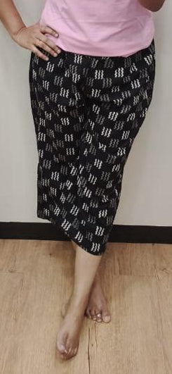 Black Block Printed Cotton Capri