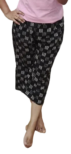 Black Block Printed Cotton Capri