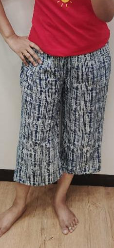 Indigo Block Printed Cotton Capri