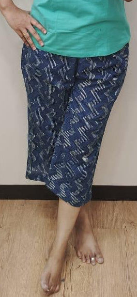 Indigo Block Printed Cotton Capri