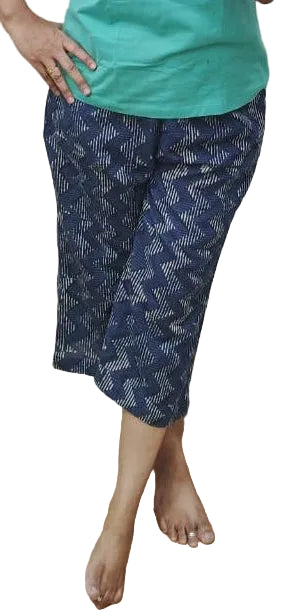 Indigo Block Printed Cotton Capri