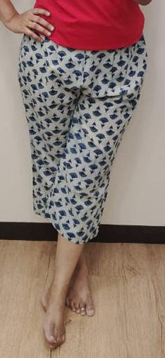 Indigo Block Printed Cotton Capri