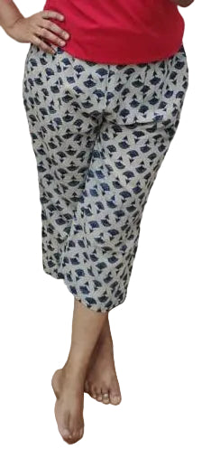 Indigo Block Printed Cotton Capri