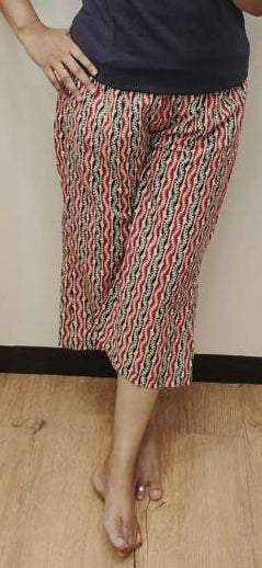 Maroon Block Printed Cotton Capri