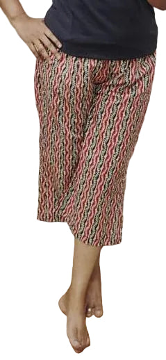 Maroon Block Printed Cotton Capri