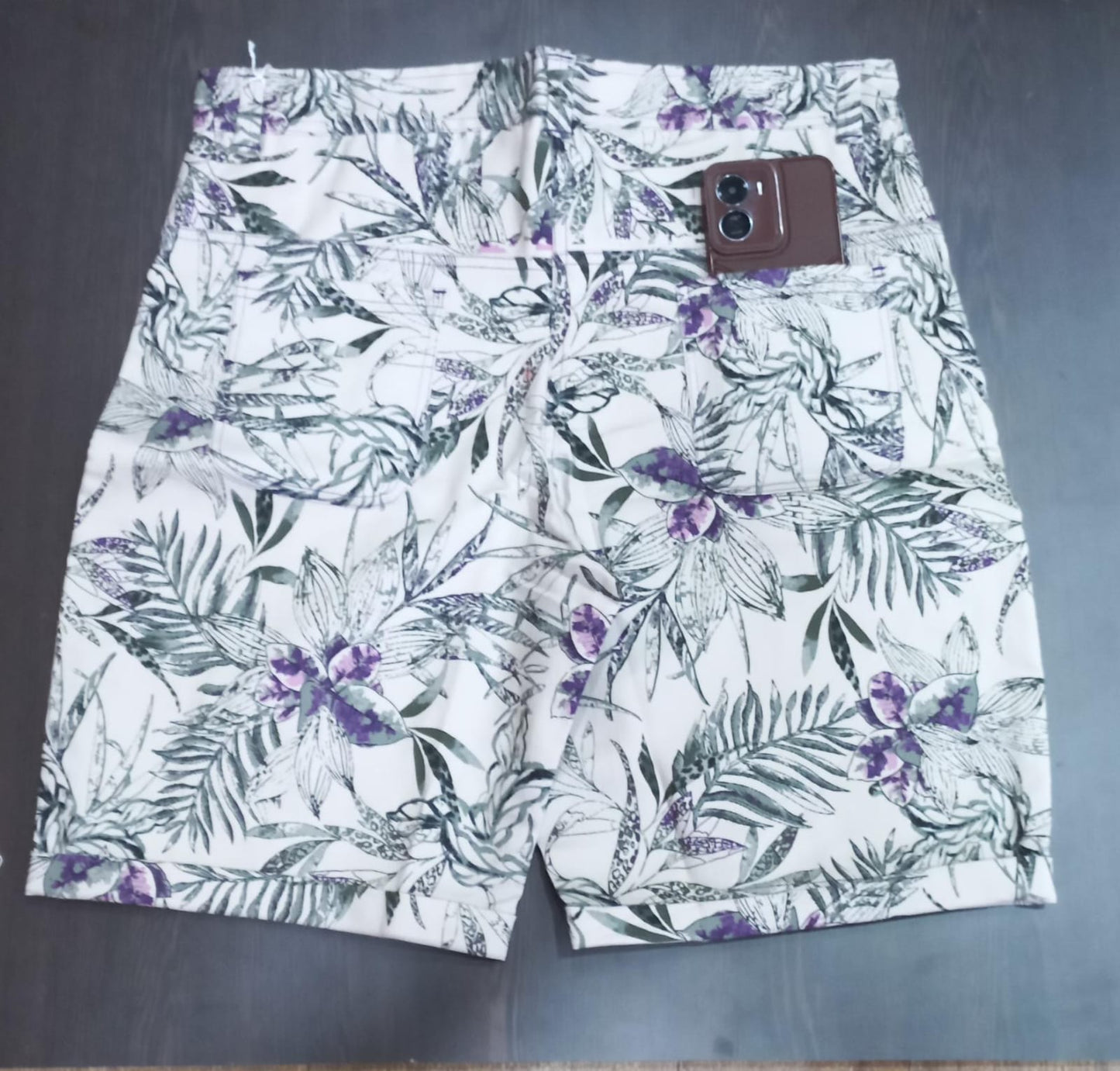 Off White Knee Length Short