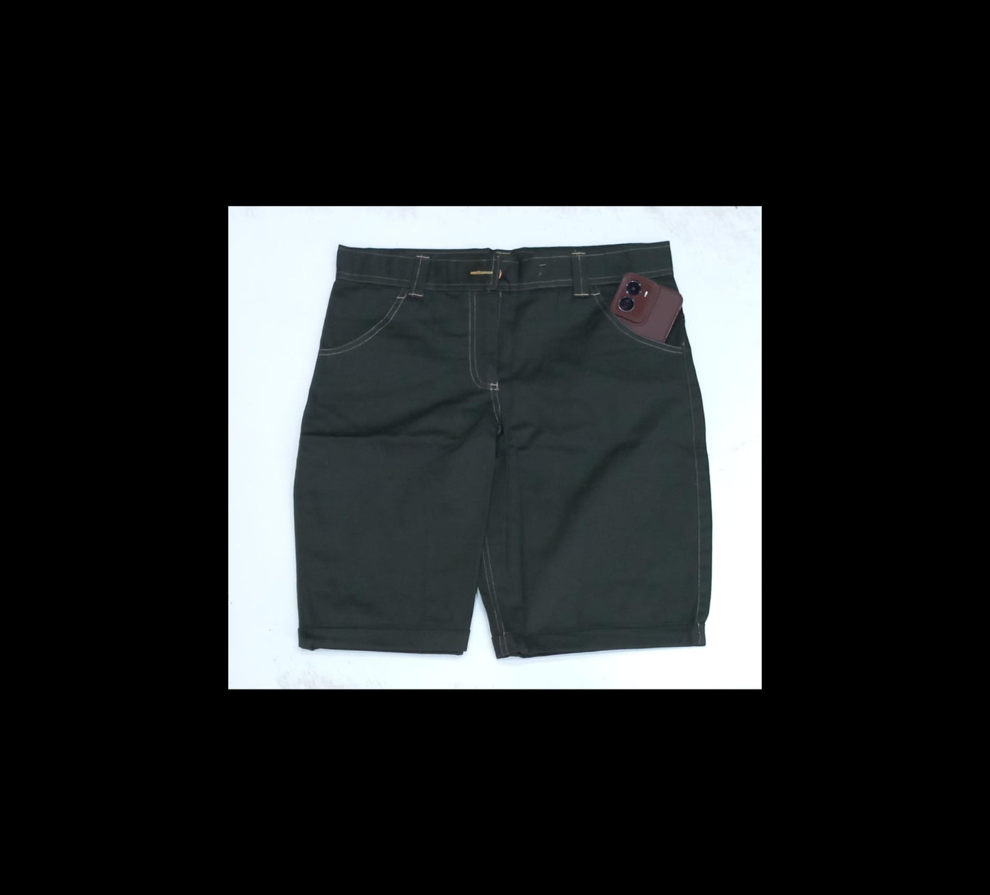 Olive Green Knee Length Short