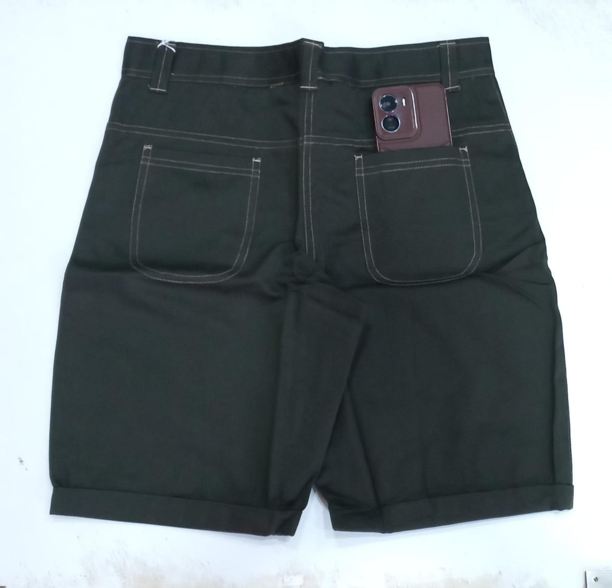 Olive Green Knee Length Short
