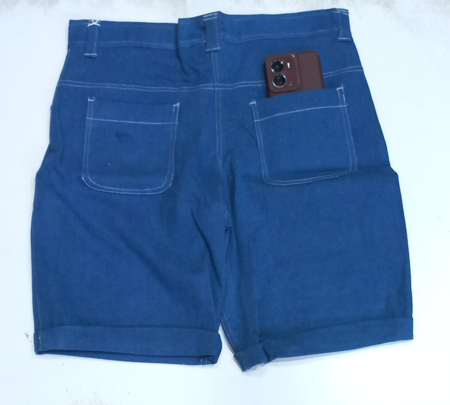 Denim Blue Knee Length Short