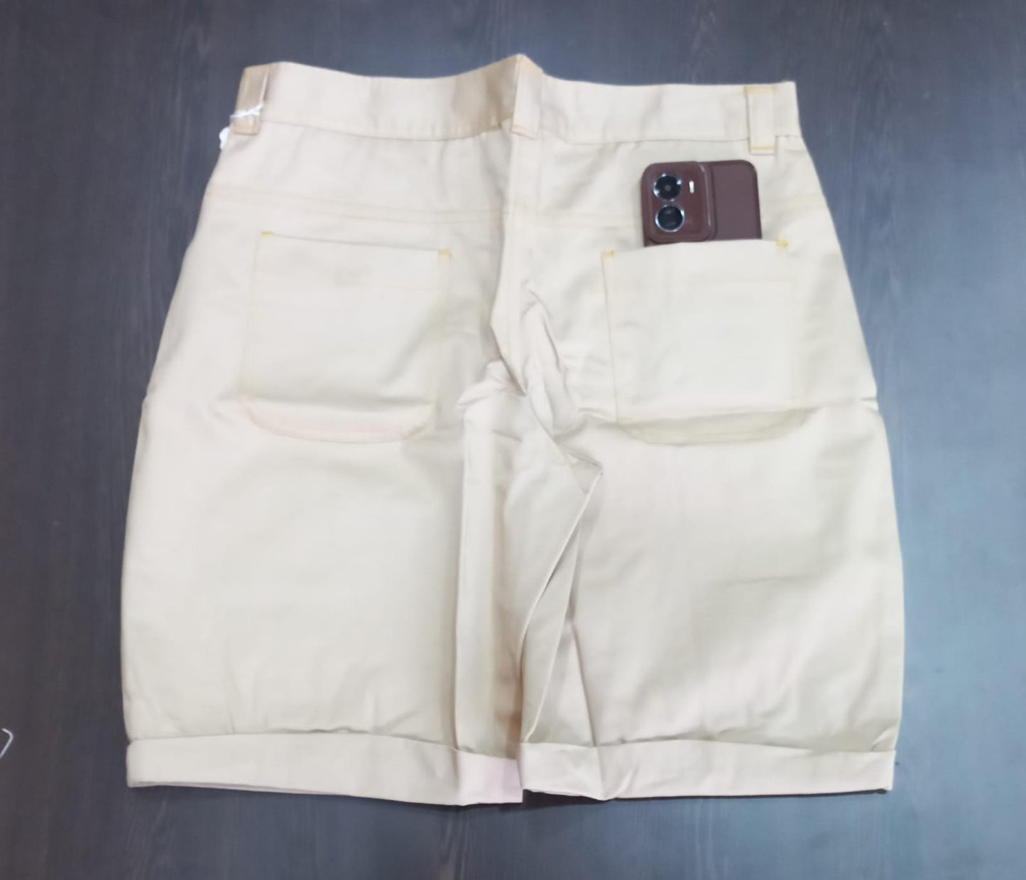 Beige Knee Length Short