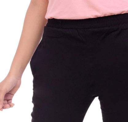 Black Cotton Lycra Ankle Length Stretchable Pant