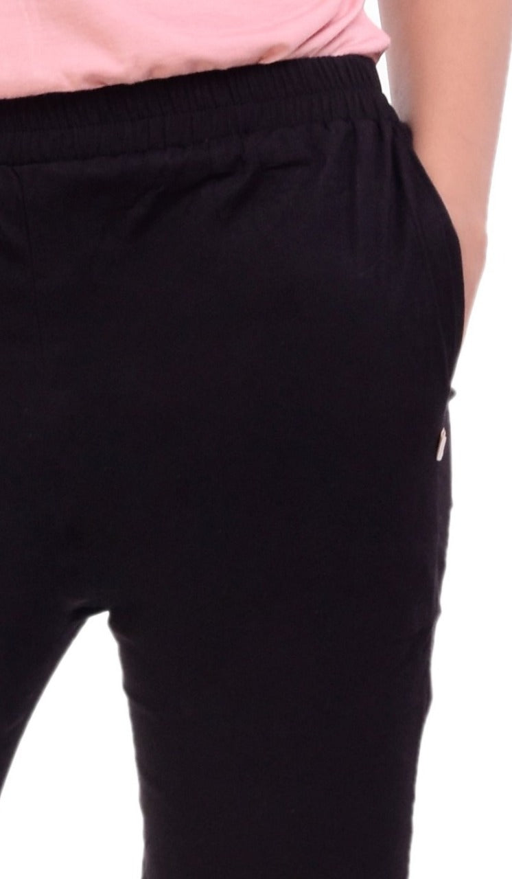 Black Cotton Lycra Ankle Length Stretchable Pant