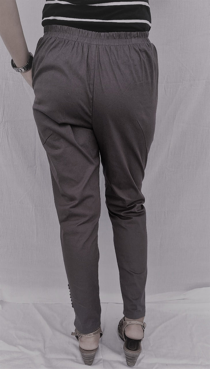Grey Cotton Lycra Ankle Length Stretchable Pant