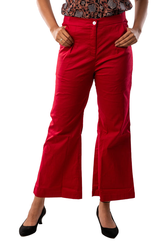 Maroon Cotton Lycra Bell Bottoms stretchable Pant