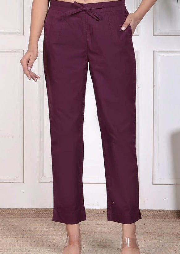 Wine Poplin Formal Pant