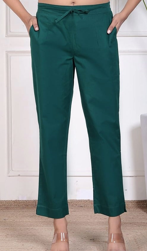 Bottle Green Poplin Formal Pant