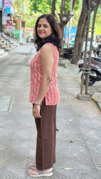 Brown Cotton Wide Leg Pant