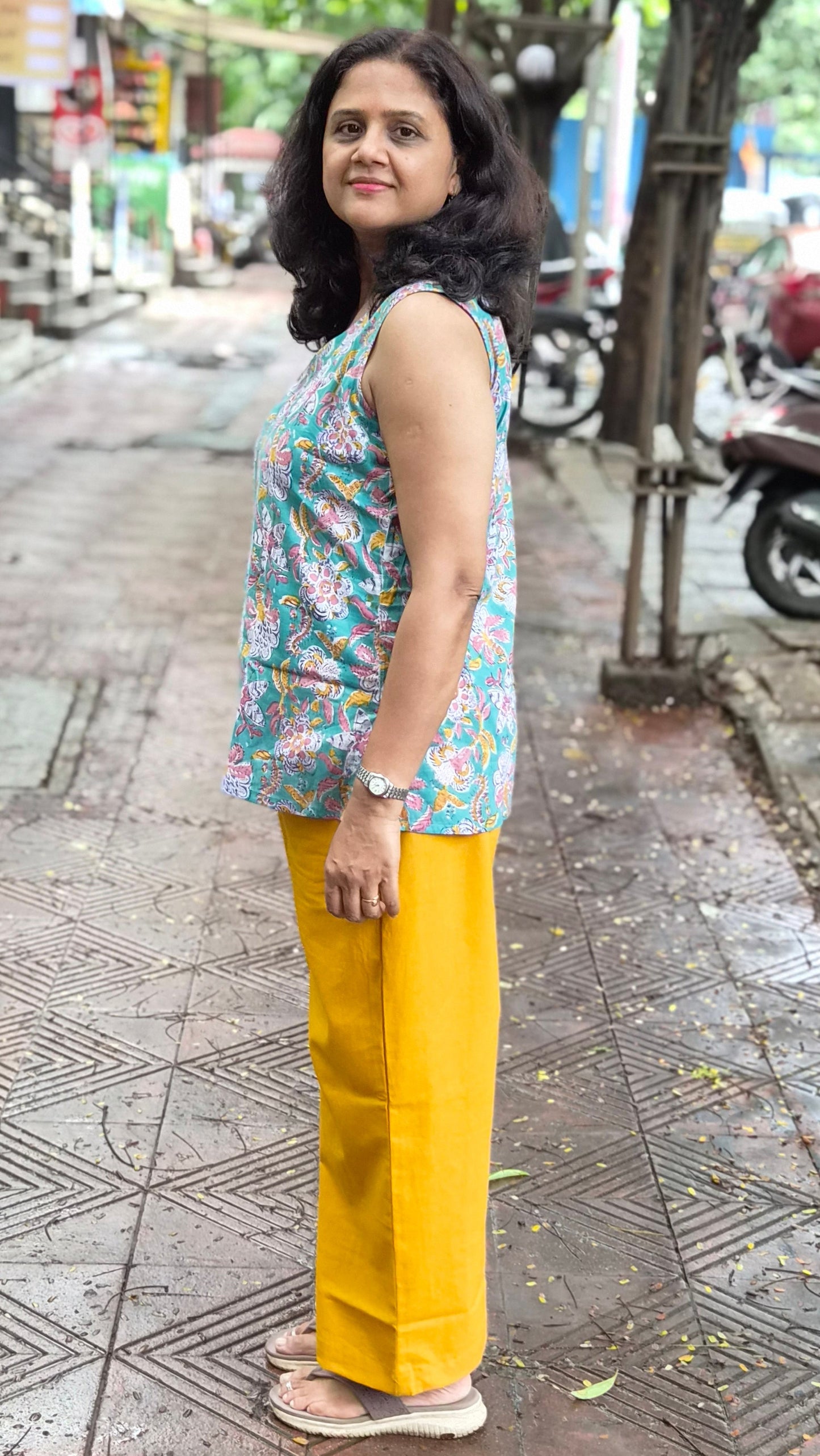 Mustard Yellow Cotton Wide Leg Pant