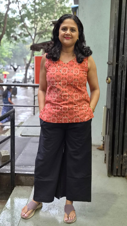 Black Khadi Cotton Palazzo