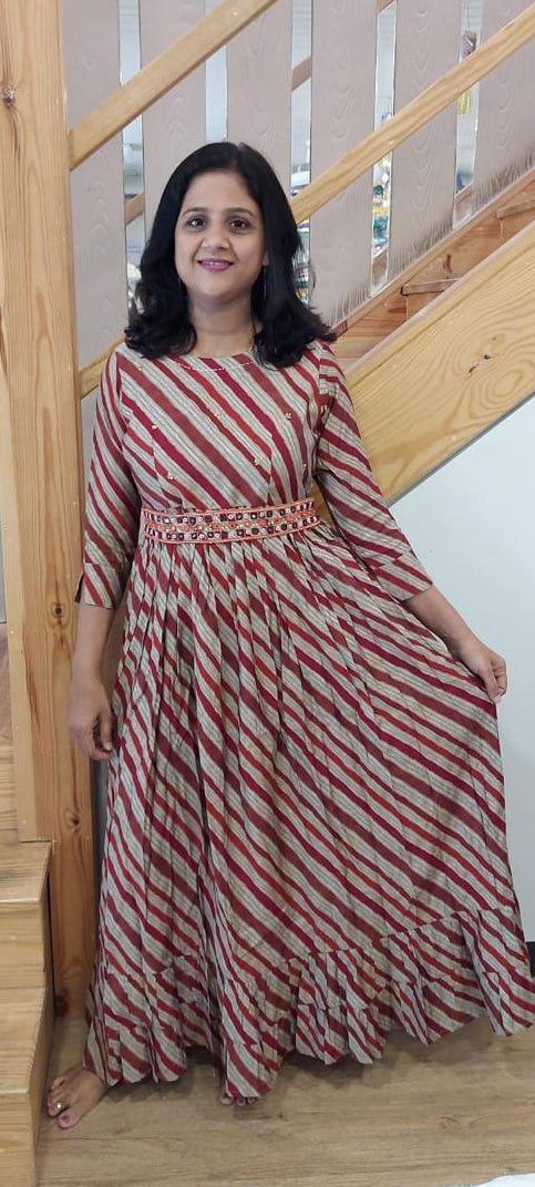 Maroon Muslin  Long One Piece