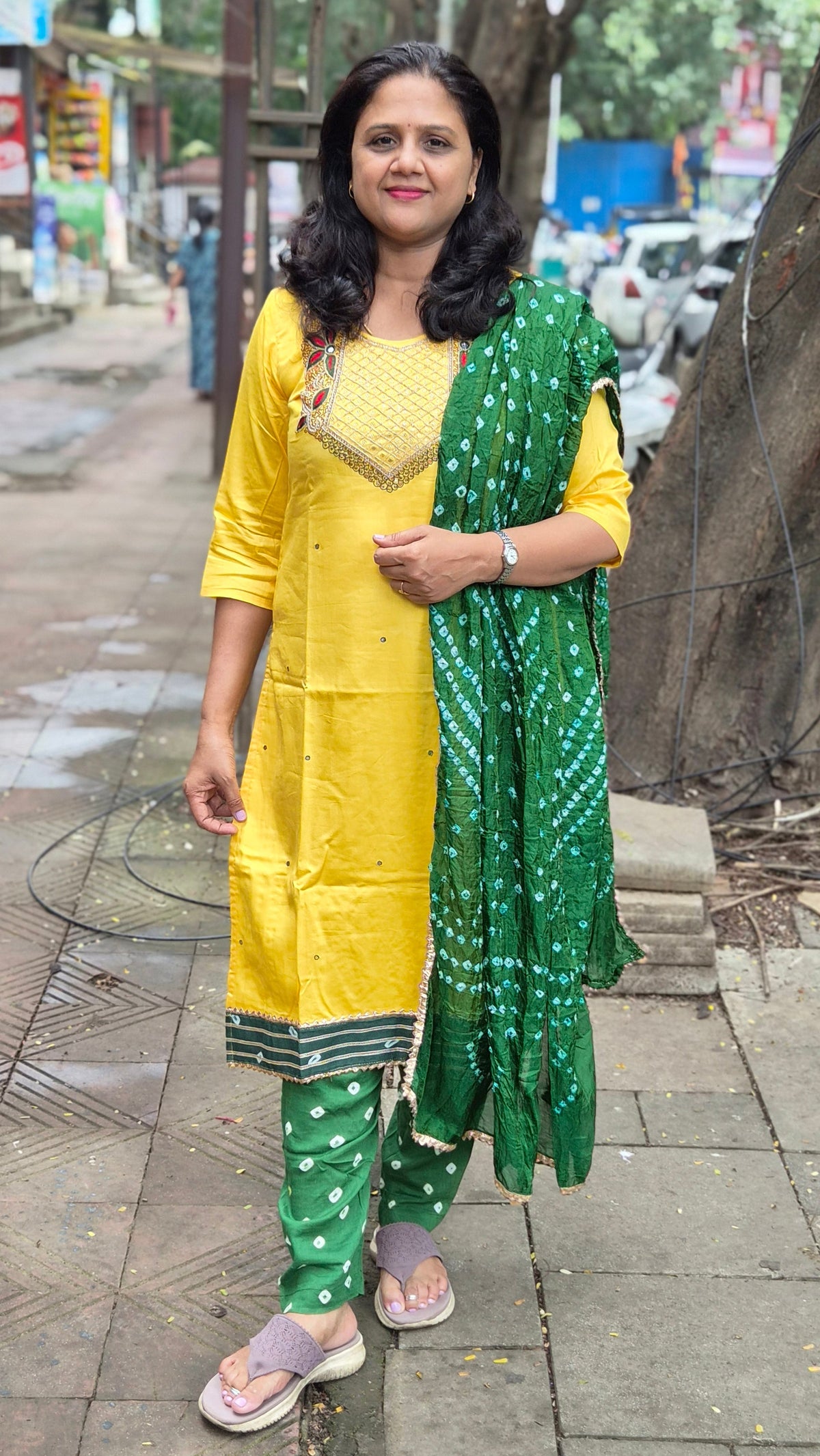 Yellow Cotton Silk Full Suit With Dupatta