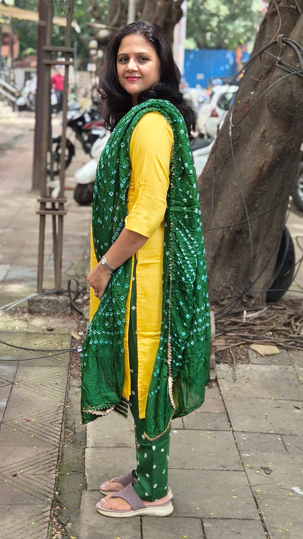 Yellow Cotton Silk Full Suit With Dupatta