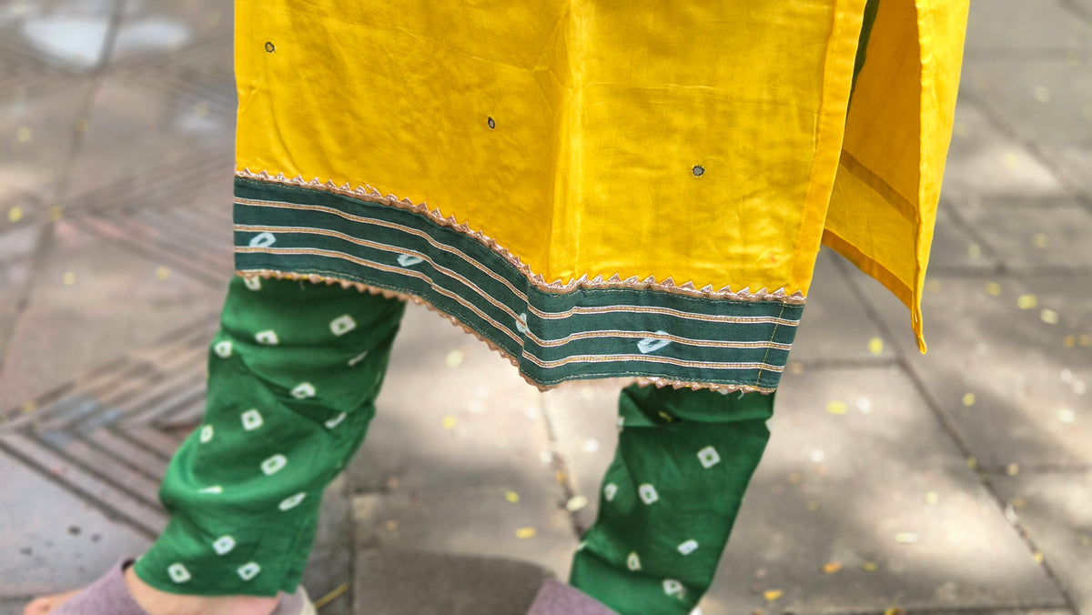 Yellow Cotton Silk Full Suit With Dupatta