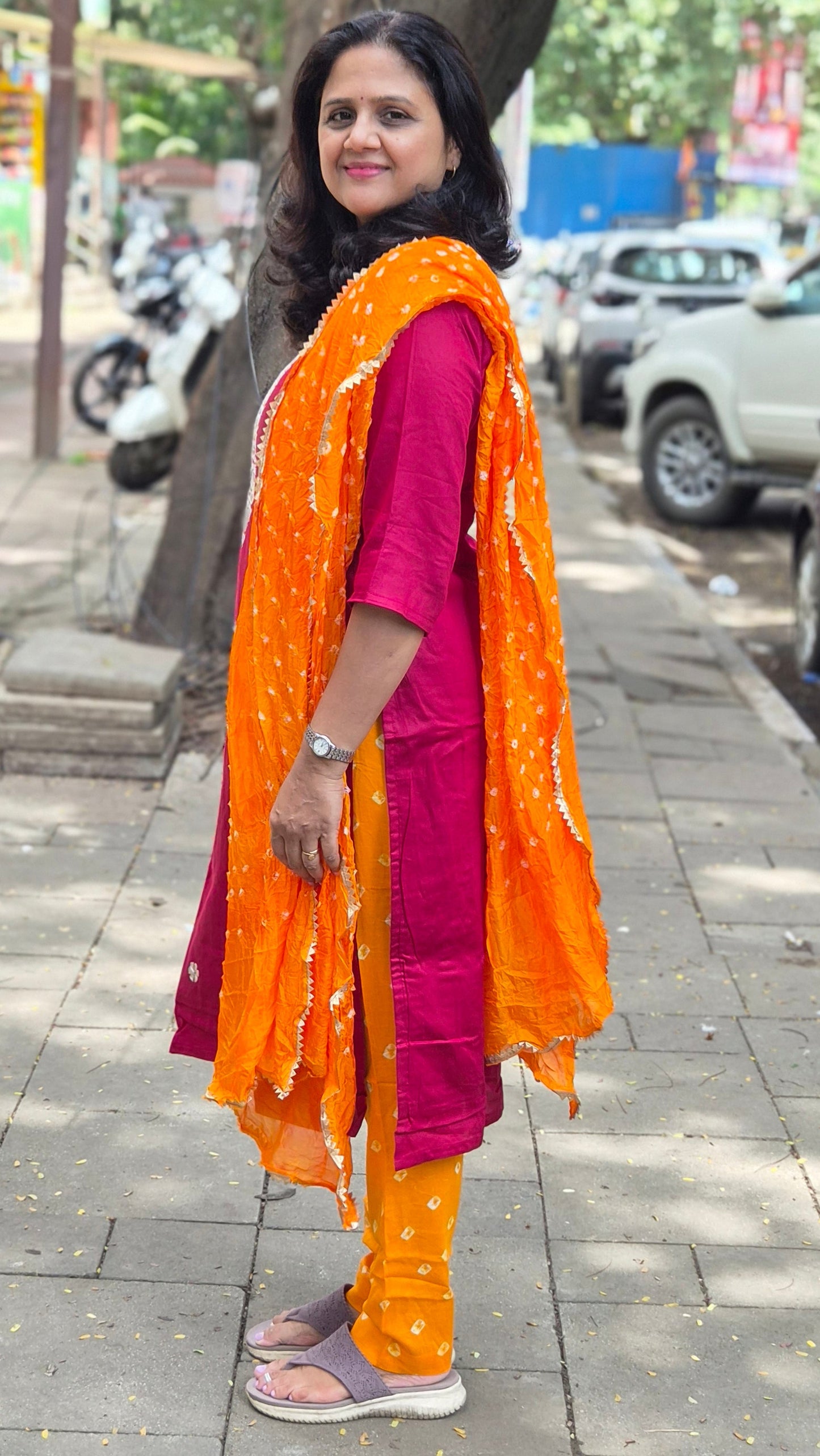 Maroon Cotton Silk Full Suit With Dupatta