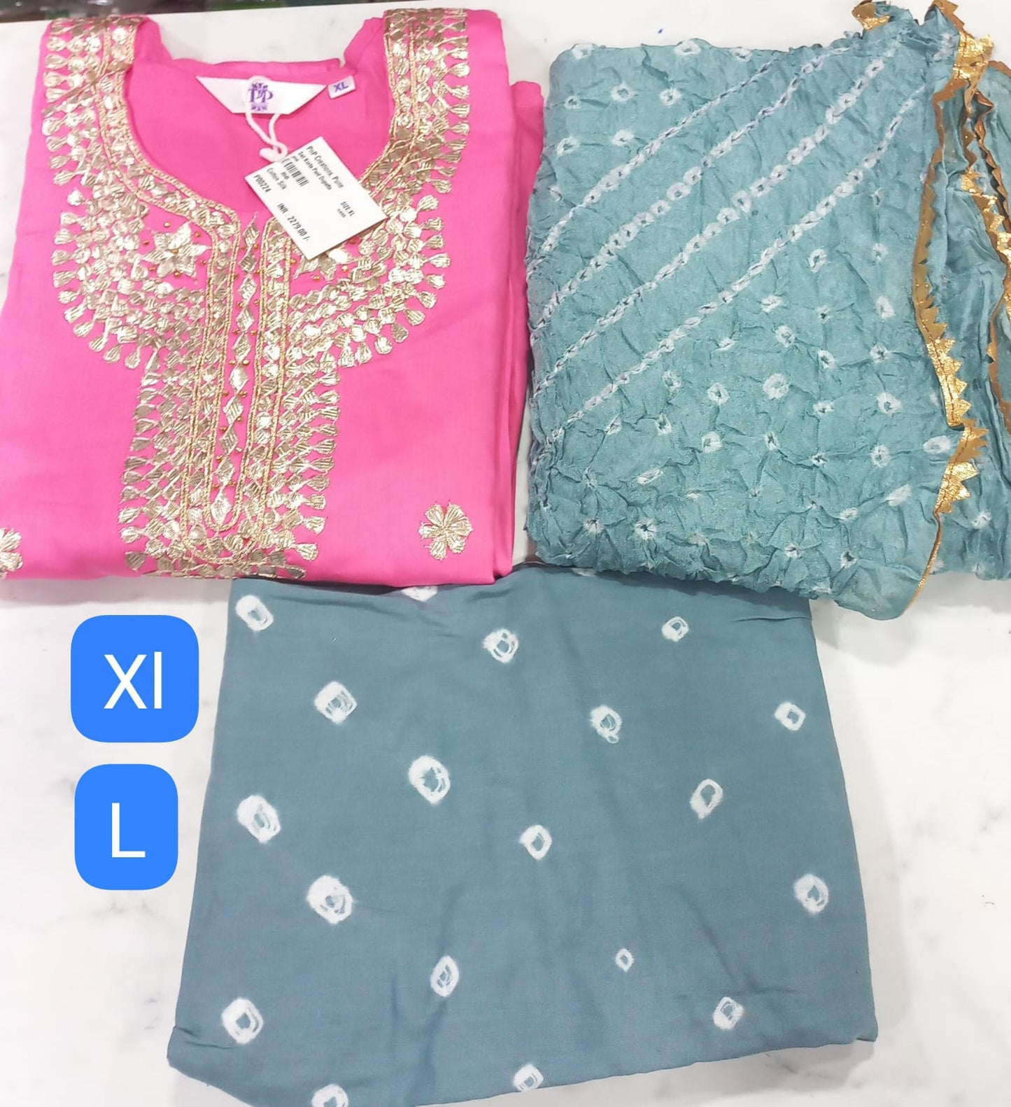 Pink Cotton Silk Full Suit With Dupatta
