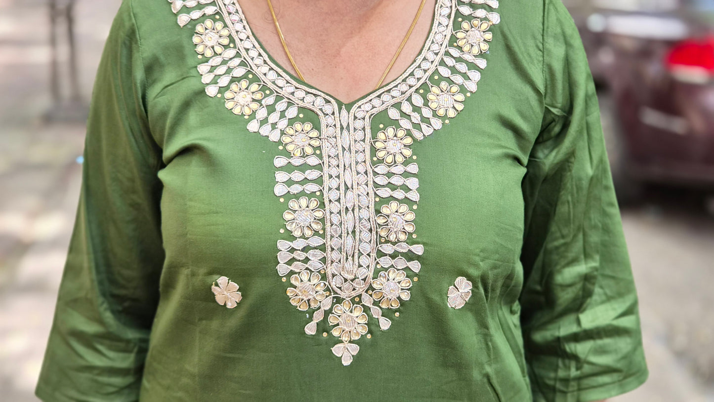 Mehendi Green Silk Full Suit With Dupatta