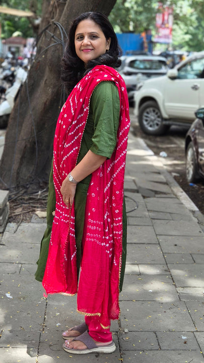 Mehendi Green Silk Full Suit With Dupatta