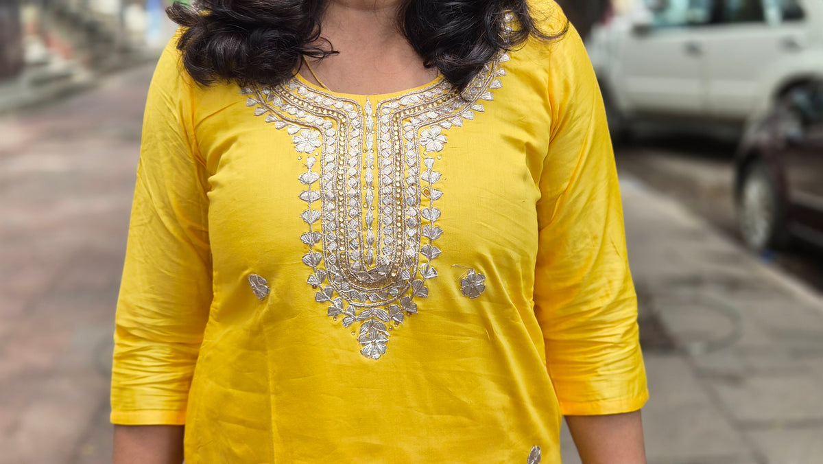 Yellow Silk Full Suit With Dupatta