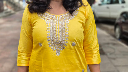 Yellow Silk Full Suit With Dupatta