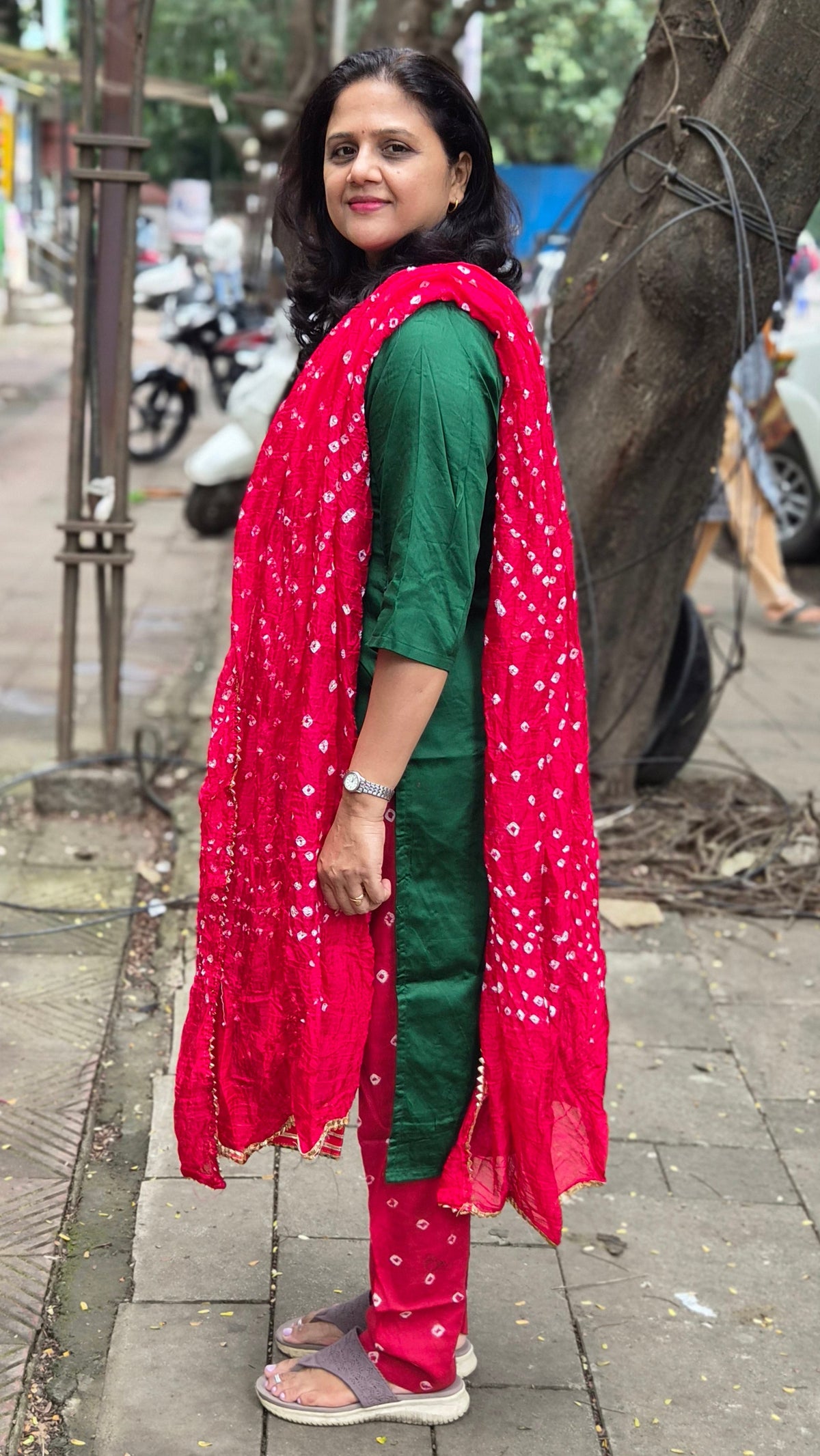 Green Cotton Silk Full Suit With Dupatta