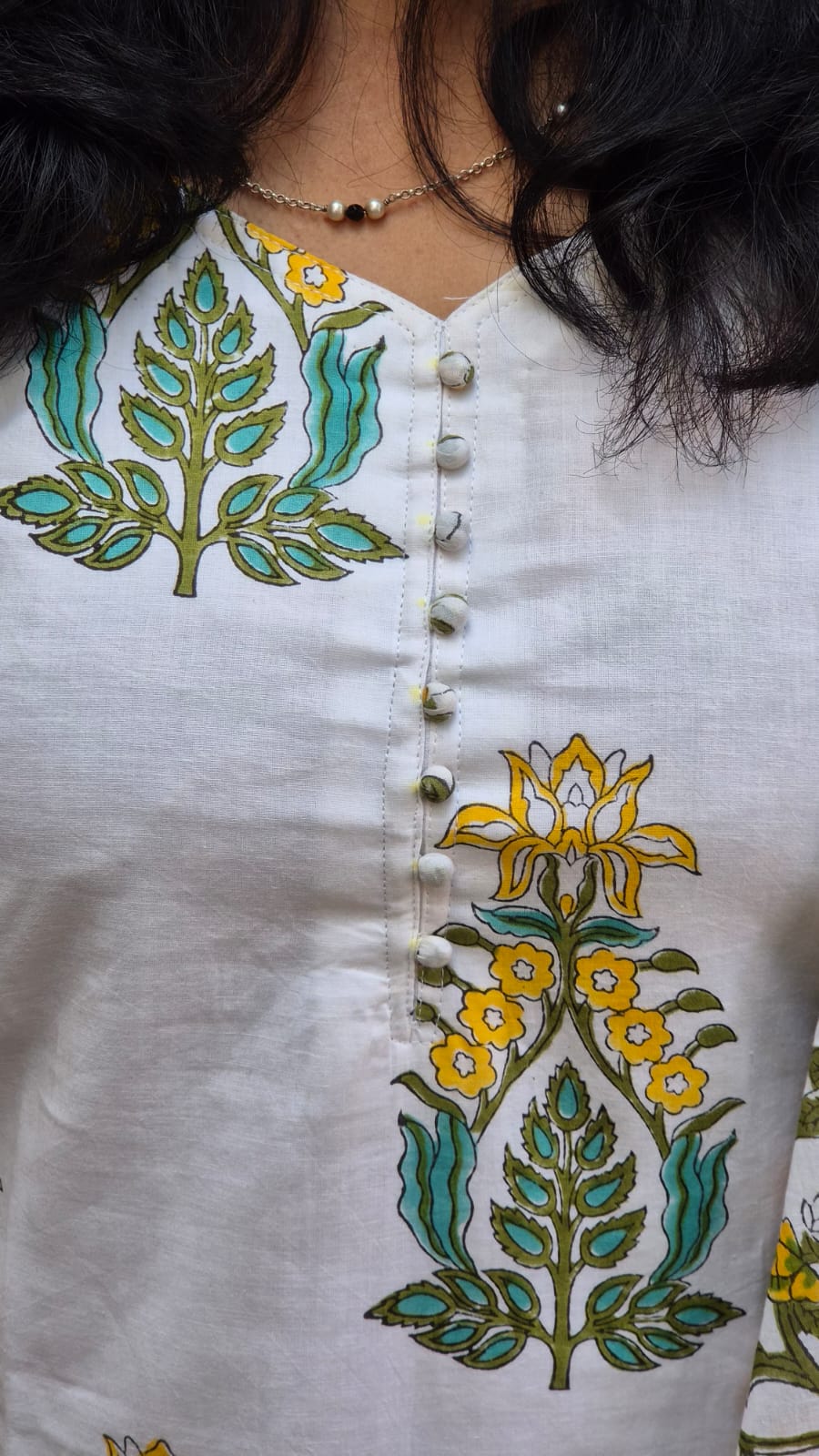 White Hand Block Printed Pure Mul Cotton Full Suit With Dupatta