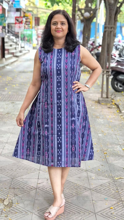 Violet Sambalpuri Knee Length One Piece