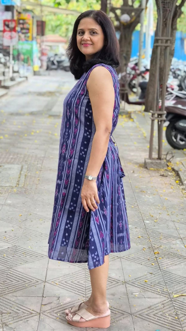 Violet Sambalpuri Knee Length One Piece