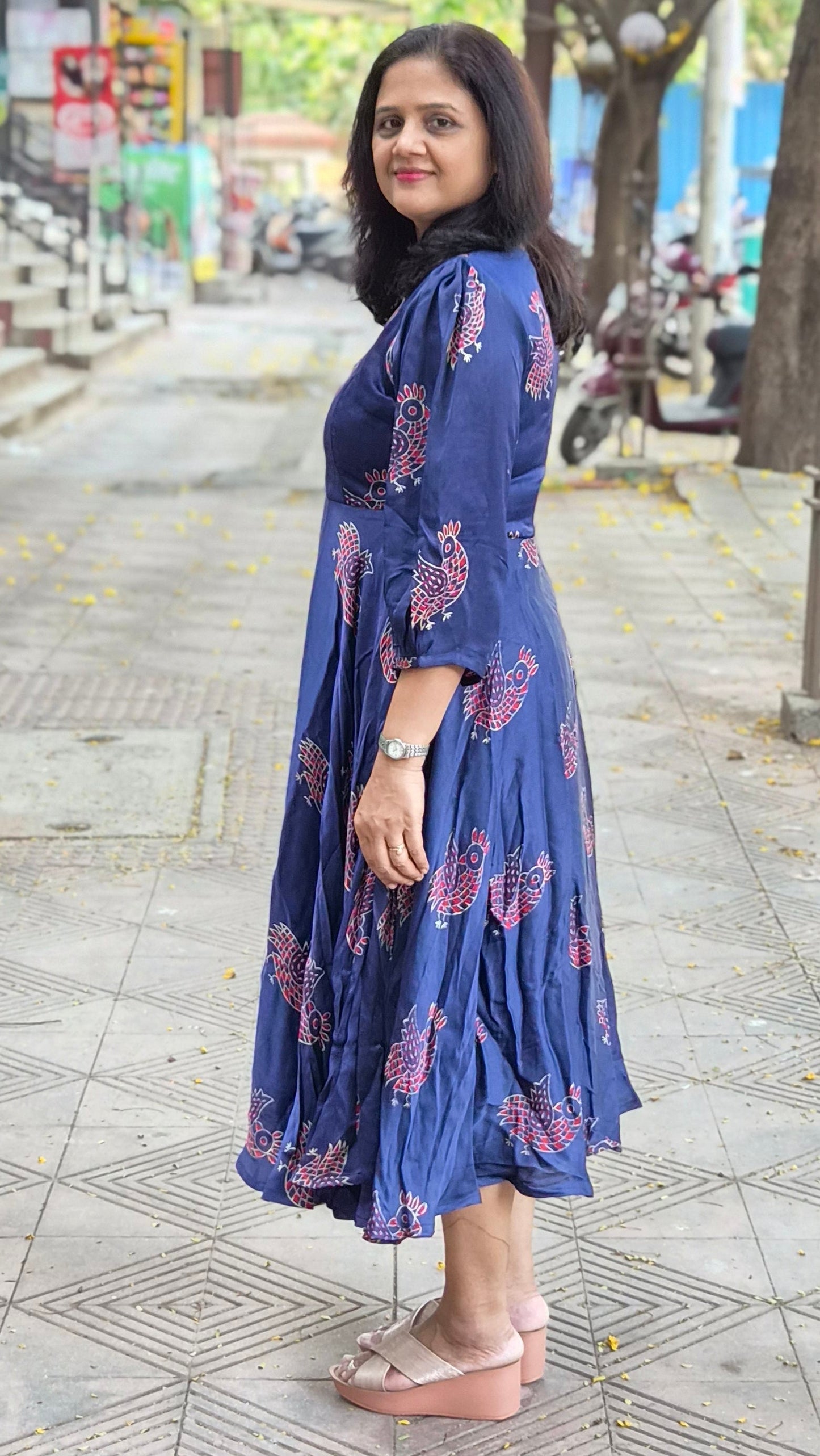 Indigo Premium Modal Silk Long One Piece